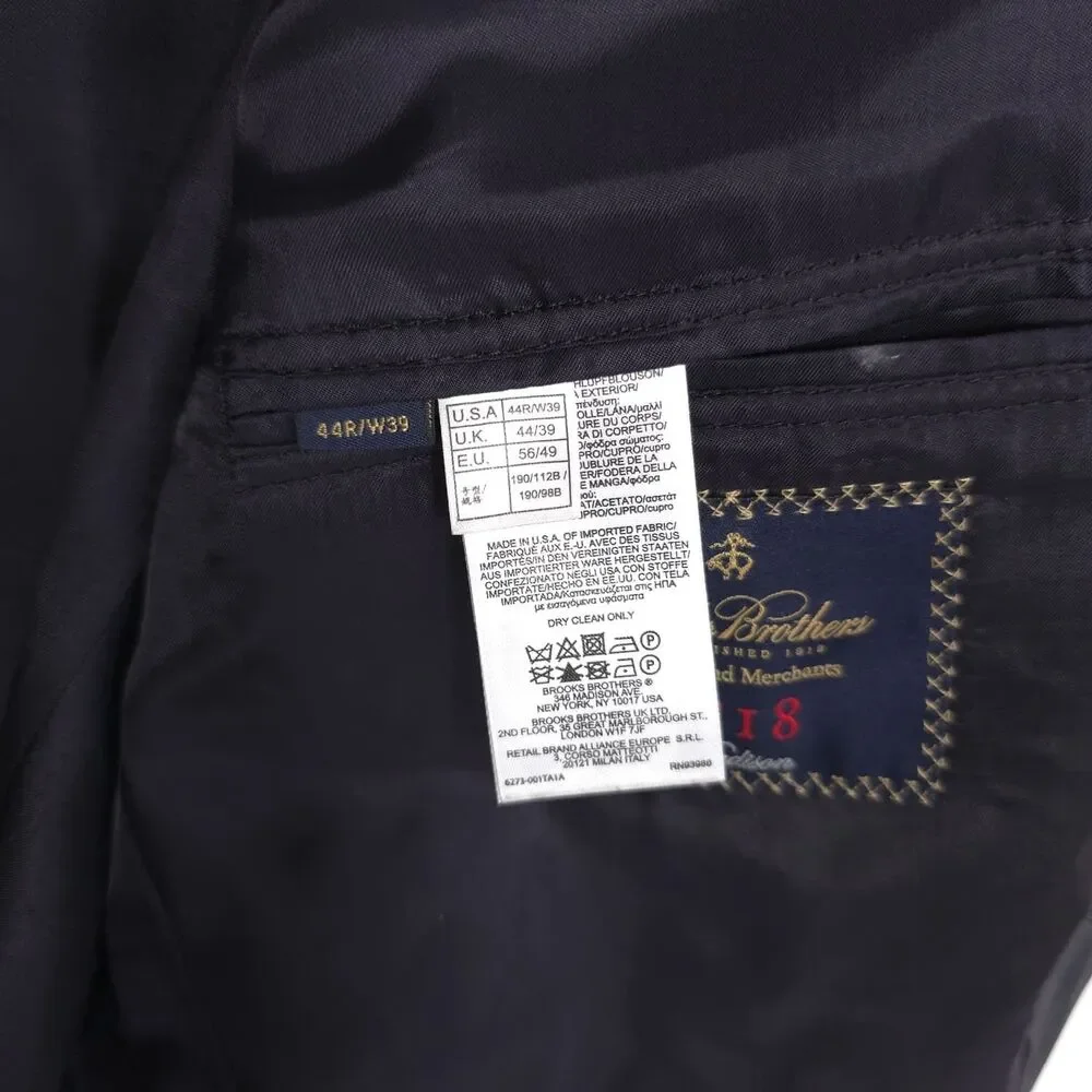 BROOKS‎ BROTHERS 1818 Saxon Wool Blazer 44R Navy Madison Jacket USA Union Made